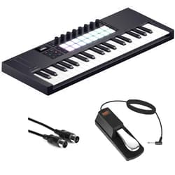 Kellards Novation Launchkey Mini 37 MK4 USB MIDI Keyboard Controller (37 Mini Keys) Bundle with Auray FP-P1L Universal Piano-Style Sustain Pedal and Hosa Mid-310 Black 10 ft. Midi cable