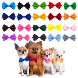 YUEPET 20PCS Pet Dog Bow Ties Collar Adjustable Cat Bow Ties Neck Bows Bulk Pet Bowties Mix 20 Colors Solid Pet Collars Accessories for Small Medium Dog Cat Pets Christmas Birthday Holiday Photography
