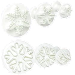 ELINKA Snowflake Cookie Cutter,6PCS Snowflake Fondant Cutters Decorating Mold Embossing Tool Christmas Cookie Cutters Snowflake Plunger Cake Cutter