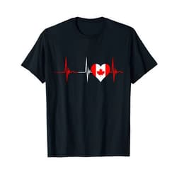 Coole Kanada Kanadischer Stolz Kanadier Geschenke Canada Heart Canadian Heartbeat ECG Pulse Canadian Pride T-Shirt