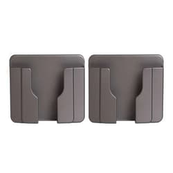 MiDube Sticky on Wall Stand Mount Mobile Phone Charger Socket Pocket, Storage Box Cell Phone Remote Control Holder, Damage-Free Universal Dock Case with Double Sided Self-Adhesives Foam Tape (Grey 2PCS)