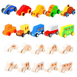 Beeveer 20 Pcs Unfinished Wooden Cars DIY Car, Paintable Wooden Toy Cars Wooden Crafts to Paint Craft Cars for Students Home Activities Family Time Handicraft Craft Projects Party Favors