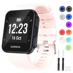 Veezoom Band Compatible with Garmin Forerunner 35, Soft Silicone Replacement Band Wristband for Forerunner 35 Smart Watch, Multi Colors with Silver or Black Metal Buckle