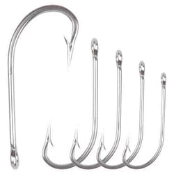 JSHANMEI Saltwater Fishing J Hooks O'Shaughnessy Forged Extra Strong Stainless Steel Trolling Sea Bass Striper Snapper Fishing Hooks, Size 1/0-10/0