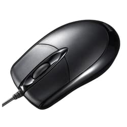 Sanwa Supply MA-130HUBK Wired Mouse, USB A Connection, Optical, Large, Black