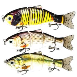 Proaovao Lifelike 3 Fishing Lures for Bass Trout Perch- Jointed Swimbait Hard Bait Freshwater Saltwater Fishing Gear Tackle Lures Kit