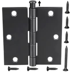 TICONN 30-pack 3.5 Inch Door Hinges with Square Corner, 3-1/2 x 3-1/2 Inch Iron Bifold Residential Doors Hardware (Square Corner, Matte Black, 30 Pack)