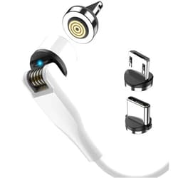 Terasako Magnetic Fast Charging Cable 4-Pack [3ft/3ft/6ft/6ft], 3A Phone Charger Cable with Data Transfer and LED Light, 360°& 180° Rotating Cords Compatible with Micro USB, USB C and iProduct