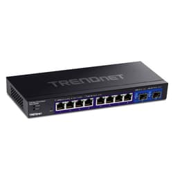 TRENDnet 10-Port Multi-Gig Web Smart Switch, 8 x 2.5GBASE-T Ports, 2 x 10G SFP+ Slots, Metal Housing, Managed Network Ethernet Switch, Lifetime Protection, Black, TEG-3102WS