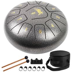 AKLOT Steel Tongue Drum 10 Inches 11 Notes - Percussion Instruments - HandPan Tank Drum C Key with Drum Mallets Stickers Finger Picks and Gig Bag