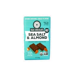 Taza Chocolate Organic Amaze Bar 80% Stone Ground, Sea Salt & Almond, 2.5 Ounce (1 Count), Vegan Sea Salt and Almond 1 Count (Pack of 1)