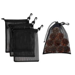 PALTERWEAR Mesh Drawstring Bag With Clip and Toggle Closure - For Scuba, Scalloping, Camping - Multi-Use Set of 4 (Black, 9 x 12 inch)