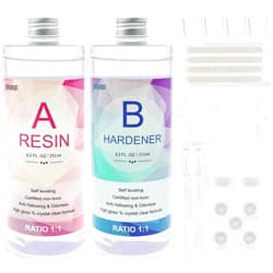 Demorex Epoxy Resin, Demorex Resin Kit Crystal Clear-Not Yellowing and No Bubble Self Leveling Easy Mix 1:1 Casting & Coating for DIY Jewelry Making, Art Crafts, Wood & Resin Molds (17oz)