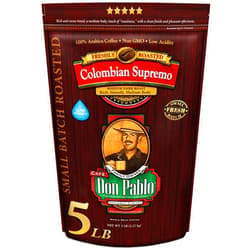 Cafe Don Pablo 5LB Don Pablo Colombian Supremo - Whole Bean Arabica Coffee - Medium-Dark Roast - Low Acidity - 5 Pound (5 lb) Bag