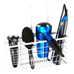 Agotglmi Hair Tool Organizer, Dryer Holder, 3 in 1 Blow Bathroom Organizer Wall Mounted/Cabinet Door for Flat Iron, Curling Straightener, Care & Styling Tools Storage Basket (White)