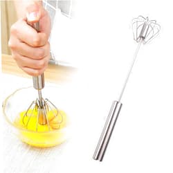 Jurfest Semi Automatic Whisk,2024 New Egg Beater,Egg Mixer Spinner,Made Of 304 Stainless Steel,Press Down And It Will Automatically Rotate 360°,Saving Time And Effort,Suitable For Eggs And Cakes (12 inch)