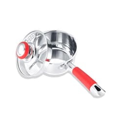 Concord 1 Quart Stainless Steel Saucepan with SIMPLE POUR Vented Glass Lid. Features Dual Pouring Spouts and Volume Marking. Perfect for making Sauces, Jam, Ramen, and more