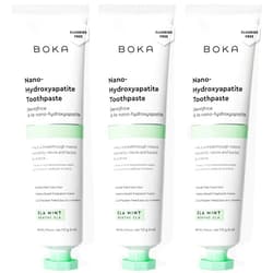 Boka Fluoride Free Toothpaste, Nano Hydroxyapatite Toothpaste, Appropriate for Sensitive Teeth - for Adult Oral Care - Ela Mint Flavor, 4 Fl Oz 3Pk US Manufactured