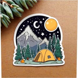 Acatalepsy Sticker 3pcs Cute Mountain Camping Night Sticker Moon Stars Nature Outdoor Adventure Vinyl Decal Cozy Forest Tent Aesthetic Laptop Water Bottle Journal Travel Hiking Art (set3) N16