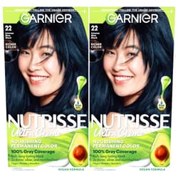 Garnier Hair Color Nutrisse Nourishing Creme, 22 Intense Blue Black (Mulberry) Permanent Hair Dye, 2 Count (Packaging May Vary)