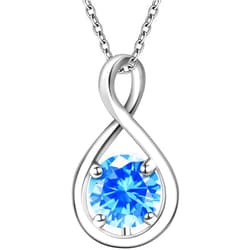 Eastlily Infinity Birthstone Necklace for Women, 925 Sterling Silver Birthday Stone Pendant with Titanium Steel Chain 18