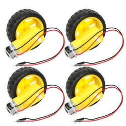 XINXXR 4 Sets TT Motor with Leads, DC 3-6V Gearbox Motor Dual Shaft 200RPM Ratio 1:48 Motor with Tire Wheel Kit for Arduino DIY Smart Car Robot