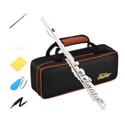 Eastar Piccolo Instrument for Beginners Students, Key of C Piccolo Flute, with Hard Case, Cleaning Rod, Cloth, Swab and Gloves, 2-Piece, Nickel Plated Piccolo, EPC-1