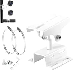 BeElion CCTV Security Camera Pole Mount Brackets with 100mm Loops, 360° Rotation Adjustable Indoor Outdoor Monitor Camera Pole Mount with 2 Loops for Dome Camera/IP Camera/CCTV Camera
