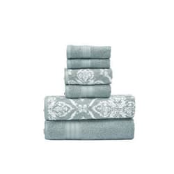 Modern Threads Amaris 6-Piece Reversible Yarn Dyed Jacquard Towel Set - Bath Towels, Hand Towels, & Washcloths - Super Absorbent & Quick Dry - 100% Combed Cotton, Ivy