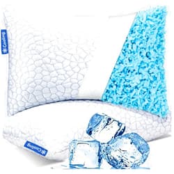 QUTOOL Cooling Pillows for Sleeping 2 Pack, Shredded Memory Foam Bed Pillows Queen Size Set of 2, Gel Pillow for Hot Sleepers Cool Pillow for Side Back and Stomach Sleepers, Cold Pillow, Supportive
