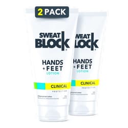 SweatBlock Clinical Strength Antiperspirant Lotion for Hands and Feet 2 Pack for Men and Women Hyperhidrosis Treatment for Excessive Sweating Quick-Dry Moisturizing Formula with Aloe and Vitamin E