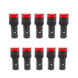 SHOPCORP 10 pcs Energy Saving LED Indicator Light Voltage 110V Current 20mA Mounting Hole Size 16mm (5/8 Inch) Red (110V AC/DC)