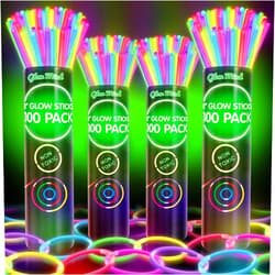 Glow Mind 400 Ultra Bright Glow Sticks Bulk - Halloween Glow in the Dark Party Supplies Pack - 8
