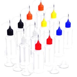 YGDZ 12pcs Precision Tip Applicator Bottles, 30ml Needle Tip Squeeze Glue Bottles for Paint Quilling Craft, 6 Colors Precision Bottles with 5 Mini Funnels