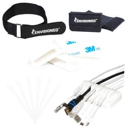 ENVISIONED Heaviest Cable Organizer on The Market (White) Bundled with White Cable Clips, 1/2
