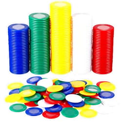 Skylety 1000 Pieces Plastic Poker Chips Bulk Game Chips 5 Colors Counter Card for Kids Game Playing Learning Math Counting Bingo Game Blank Chips Card for Kids Reward, 0.86 Inch