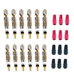 LITEONE Presta Valve Core(12 Pack) and 12 Anodized Alloy Presta Valve Caps for Tubeless Road & MTB Bike Works w/Stan's, Vittoria, Continental, Kenda & More. No-Leak Replacement Presta and Schrader Valve Cor