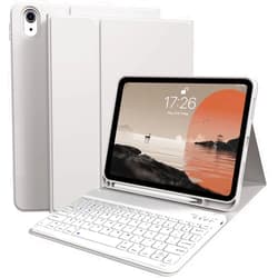 kenke for iPad 10th Generation Case with Keyboard 10.9 inch 2022, Detachable Wireless Bluetooth iPad Keyboard Case Thin & Light with Built-in Left Side Pencil Holder, White Square Keycaps (Gray