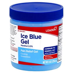 Leader Mineral Ice Blue Pain Relieving Gel, Greaseless, Fast-Acting Topical Analgesic Cooling Therapy for Muscle and Joint Pain, Long-Lasting Relief from Backache, Arthritis, and Sports In (Pack of 4)