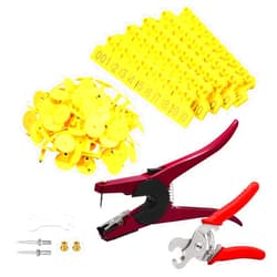 SPEEDWOX 1-100 Number Plastic Cow Cattle Ear Tag with Ear Tag Removing Tool Livestock Ear Tag Pliers and 2 Replaceable Ear Tag Needle Pins