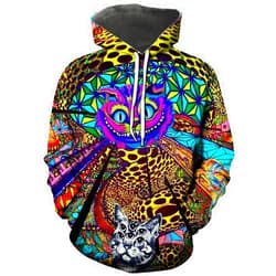 Hisayhe Trippy Hoodies Tops Psychedelic Hooded Pullover Sweatshirt for Men