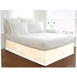 PG Beddings 1 Piece Two Tone Split Corner Tie Bed Skirt, 10 Inch Drop Length 100% Egyptian Cotton, 1000 Thread Cotton, Olympic Queen Size (66