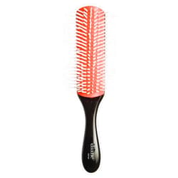 Diane Pro Nylon Pin 9 Row Styling Brush for Detangling, Separating, Shaping, and Defining Wet or Curly Hair, Heat-Resistant, Anti-Static, Black/Red