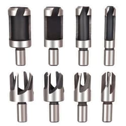 Hozzwhoo 8Pcs Wood Plug Cutter Drill Bit Set, High Carbon Steel Titanium Coated Woodworking Chamfer Drill Bits Straight and Tapered Taper 6mm/ 10mm/ 13mm/ 16mm Woodworking Tool Set