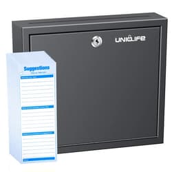 Uniclife Suggestion Box with Key Lock and Slot, Wall Mounted Mailbox for Office, Drop Box with 50 Blank Suggestion Cards, Safe Lock Box, Donation Box, Ballot Box for Business Activity