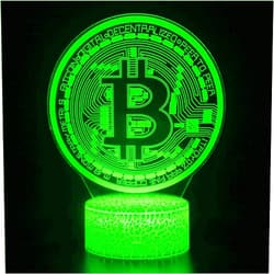 Jinnwell 3D Bitcoin Night Light Lamp Illusion 7 Color Changing Touch Switch Table Desk Decoration Lamps Acrylic Flat ABS Base USB Cable Birthday Gift Toys