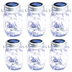 Nintiue Mason Jar Solar Lights, 6 Pack 30 LEDs Fairy Lights with Jars and Hangers, IPX6 Waterproof Hanging Solar Lights Outdoor, Decorative Solar Lanterns for Garden Fence Patio Wedding
