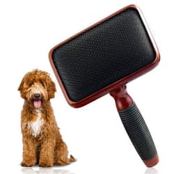 Kenchii Slicker Brush for Dogs, Professional Dog Grooming Brush for Loose Fur, Tangles, Long Short Haired, Stainless Steel Pins, Maplewood Handle, Large