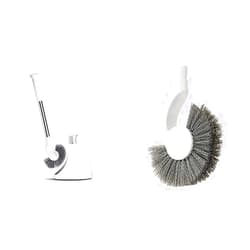 Simplehuman Store simplehuman Toilet Brush with Caddy, Stainless Steel, White & Toilet Brush Replacement Brush Head, White White Brush + Brush Head
