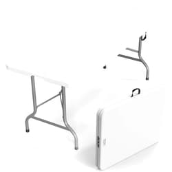 VINGLI 6 Foot Plastic Folding Table Portable Long Table for Indoor Outdoor Use Rectangular with Carrying Handle, Smooth HDPE Tabletop, White